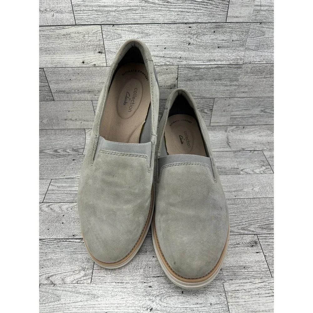 Clarks‎ Collection Womens Gray Suede Slip On Ultimate Comfort Shoes Size  8M